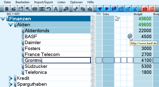 Finanzen gliedern mit meineZIELE