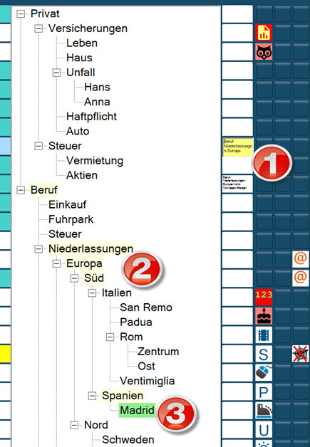 Aktenplan mit markiertem Ablagepfad