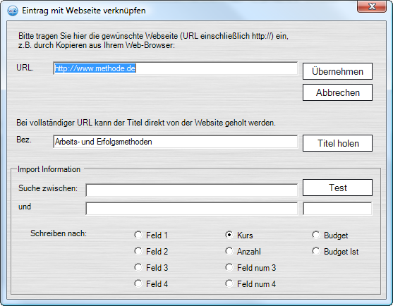 Einzelinformationen importieren