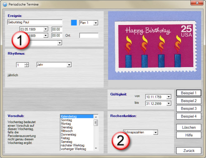 Wiederholtermine Geburtstag