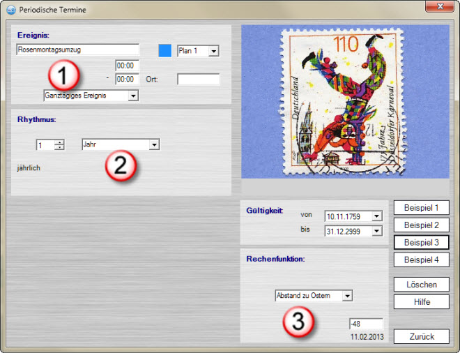 Wiederholtermine Rosenmontag