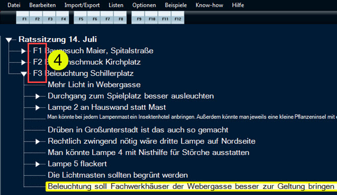 Erfassen über Funktionstasten