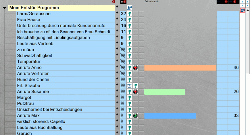 sortierte Querschnitt-Liste über die gesamte Datei
